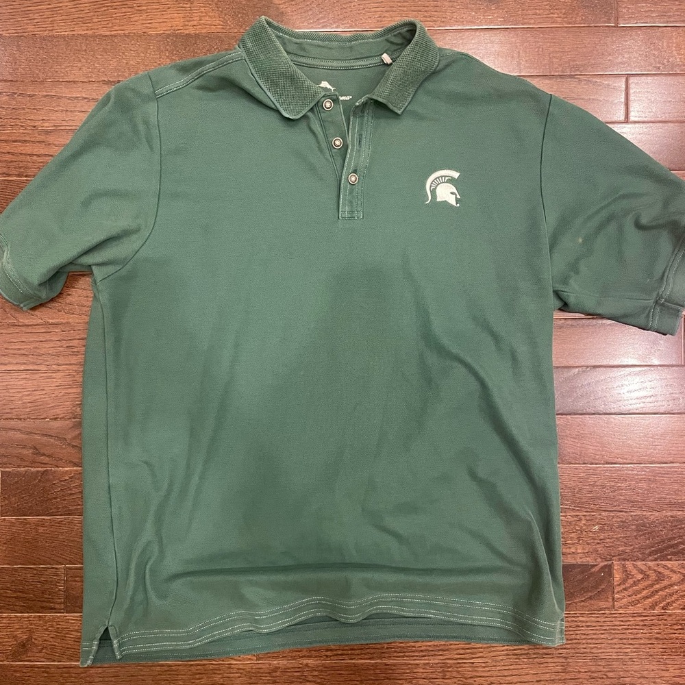 Men’s Michigan State Tommy Bahama Green Polo Shirt with Classic Style